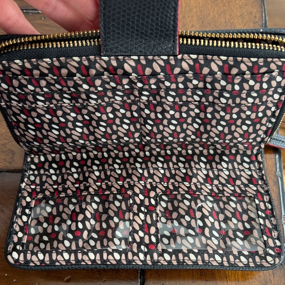 Vera Bradley Black and Pink Patterned Wallet